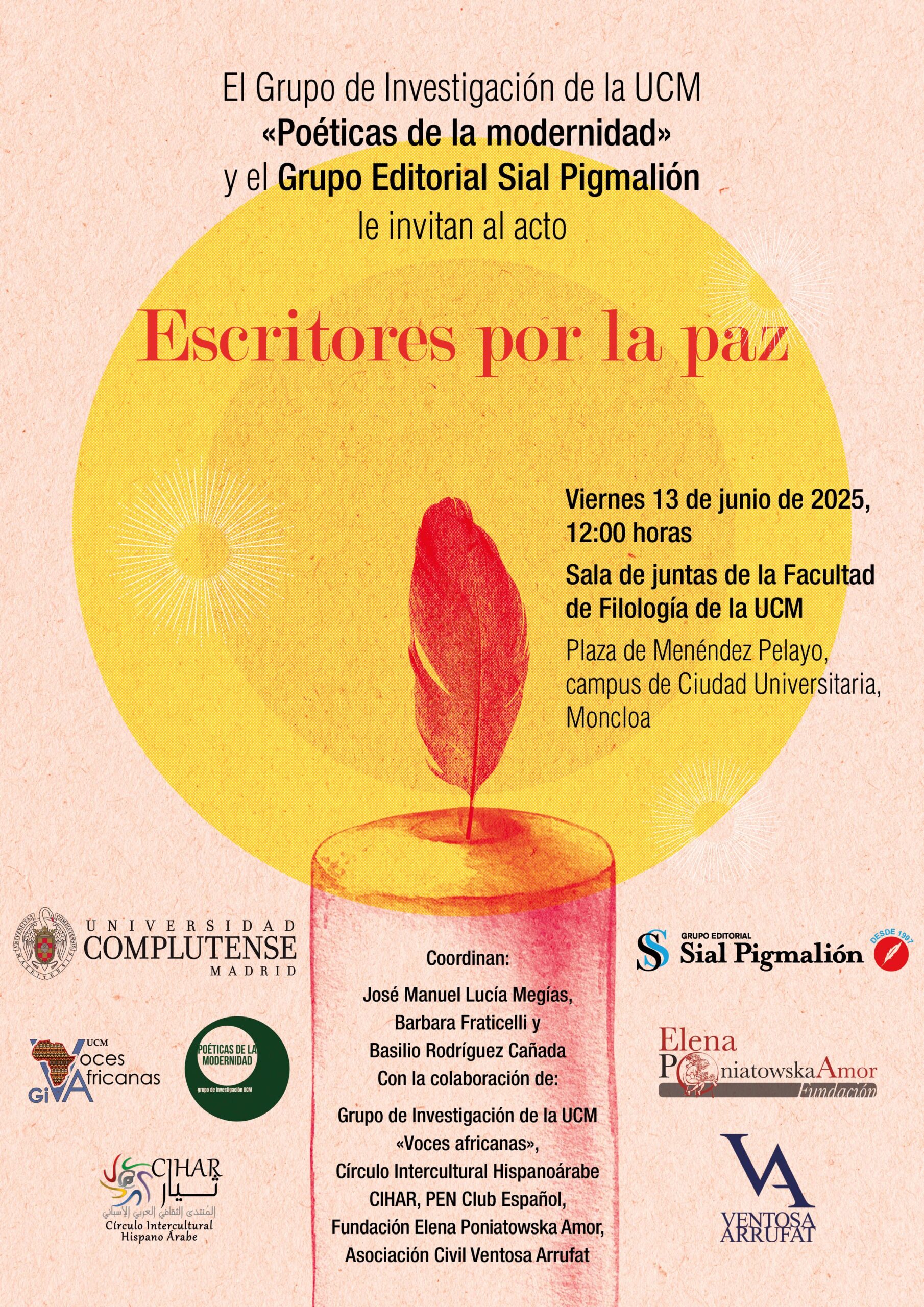 Escritores por la paz 2025 cartel baja - Grupo Editorial Sial Pigmalión